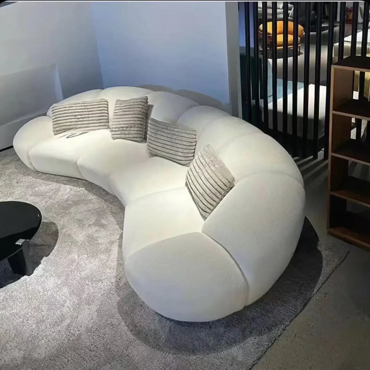 French cream wind curved sofa Italian minimalist leisure living room fabric light luxury sofa02A