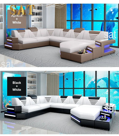 For Customizable Wholesale Leather Sofa Bed 7 Seater Sectional Couch Sofa Set Bed