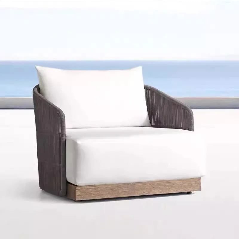 Outdoor rattan sofa courtyard preservative wood designer villa hotel  teak leisure  combination