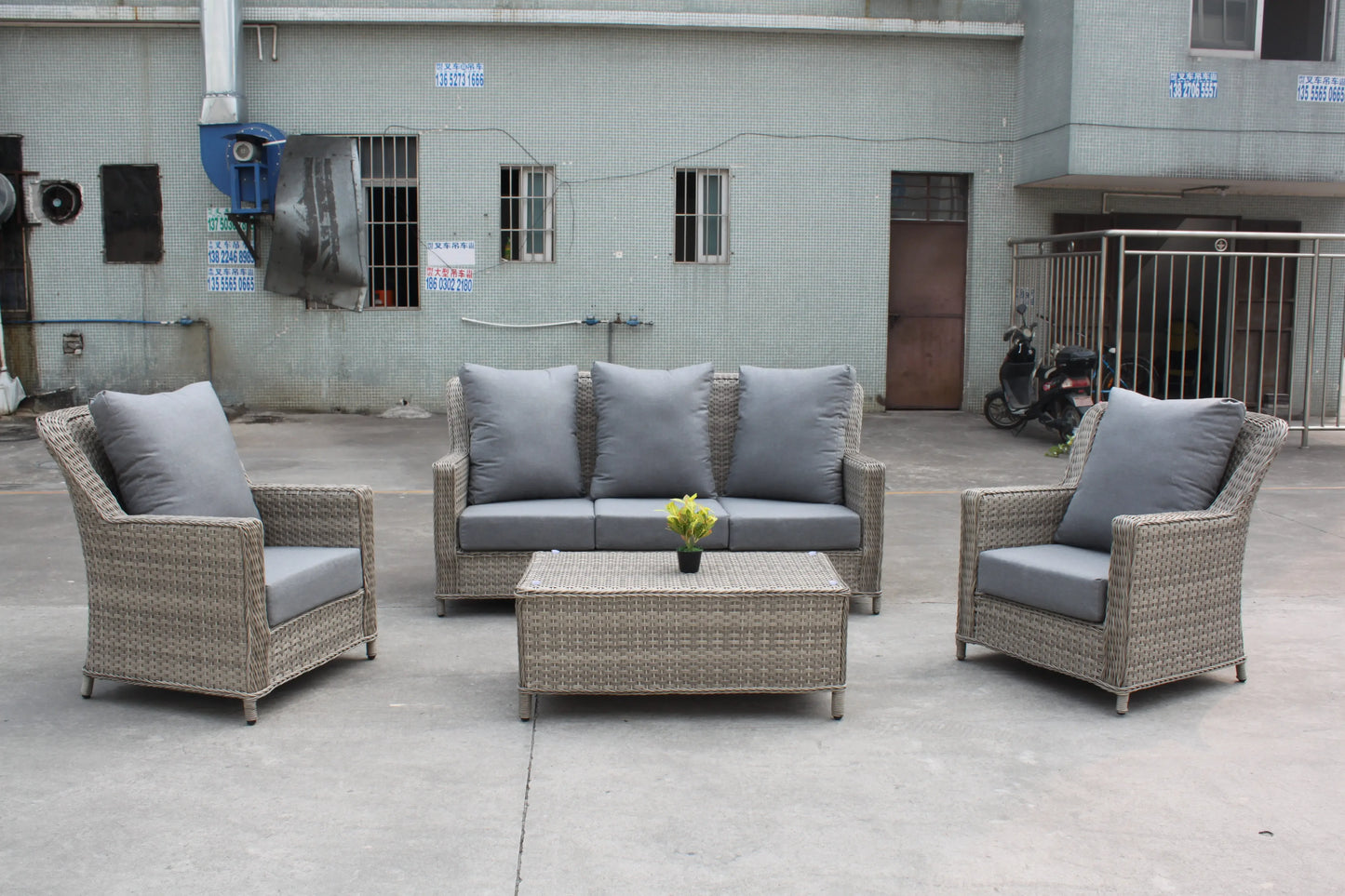-L shape Design rattan wicker sofa set modular modern garden sectional furniture outdoor furniture