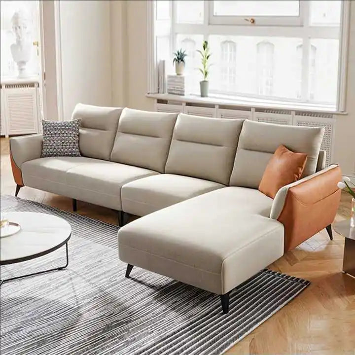 Luxury Charging  Sofas Bed U Shaped Sectional Furniture 7 Seat Modern European Fabric Living Room Sofas Set