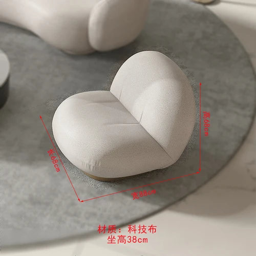 Arc-shaped sofa, small unit, internet celebrity, light luxury homestay villa, designer, lamb plush leather art sofa