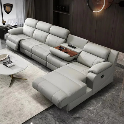 Hot Sale Modern Italian Single Electric Sofa Genuine Leather Multi-Functional Recliner with Metal Corner Combination