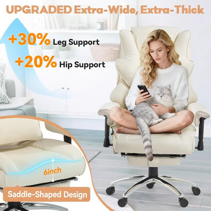 Massage Office Chair with Foot Rest, Ergonomic Executive Heated Office Chair with Reclining Backrest, Adjustable, Customized