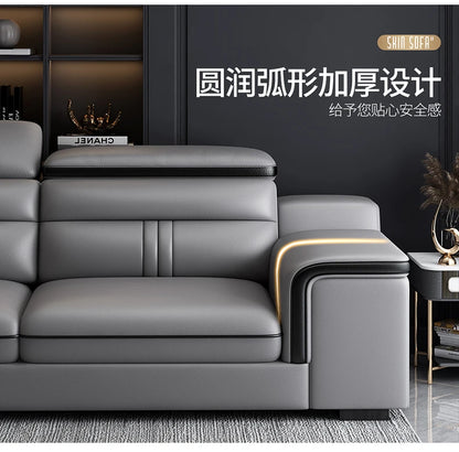 Genuine Leather Sofa Cowhide Modern Wireless Charging Smart Audio Sofa Living Room Corner Combination Divano Home Furniture