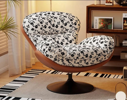 Single Eggshell Swivel Lounge Chair, Upholstered Accent Chair with 360 Degree Metal Base Chai for Bedroom, Living Room Relation