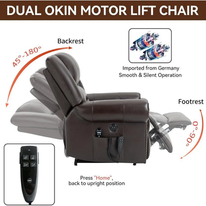 Dual Motor Power Lift Chair, Lay Flat Recliner Chair, Electric Recliner with Massage and Heat for Elderly, Remote Control, Infin