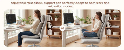 TCGBKAF Beige Big&Tall Office Chair with Flip Armrests Cross Legged Office Chair with Wheels Soft Chenille Executive Chair with Adjustable Lumbar Support Ergonomic Computer Desk Chair