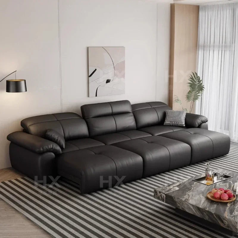 Genuine Leather Black Sofa Recliner Sectional Sleep Luxury Designer Sofa Daybed Modern Divano Soggiorno Couches Furniture