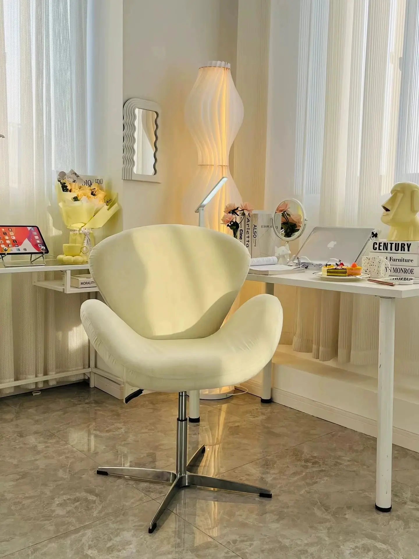 Wrap Swan Chair Leisure Chair Small Sofa Home Furniture Comfortable Living Room Chair Minimalist Lifting Office Chair Makeup Sto