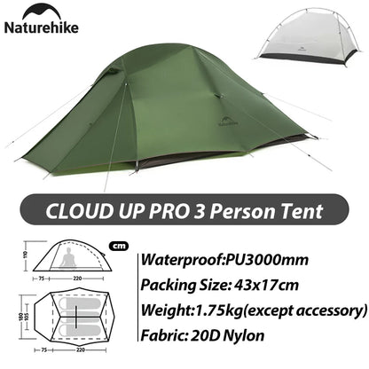 Naturehike Cloud Up Pro Tent 1 2 Person 20D Ultralight Portable Waterproof Camping Tent Outdoor Hiking Travel Backpacking Tent