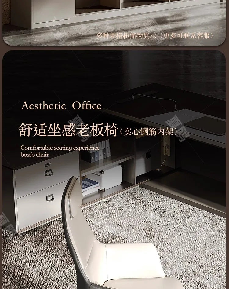 High Quality Light LuxuryOffice Desk Boss L Shaped Work Manager Computer Desks Executive Shelf Escritorio Oficina Furniture