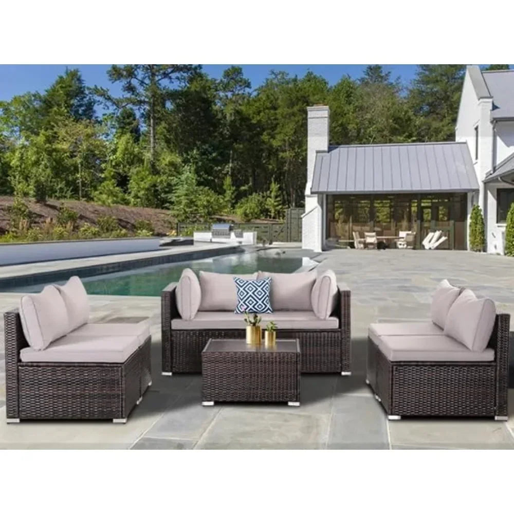 7 Pieces Patio Furniture Set Sofa Chair