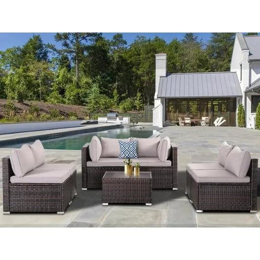 7 Pieces Patio Furniture Set Sofa Chair