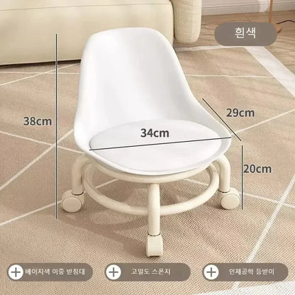 Household Backrest Pulley Low Stool Waist Protection 360 Degree Rotating Versatile Round Stools Modern Simple Universal Wheel