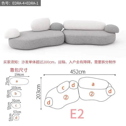 Italian minimalist pebble art sofa villa large flat living room special-shaped module fabric sofa Internet celebrity