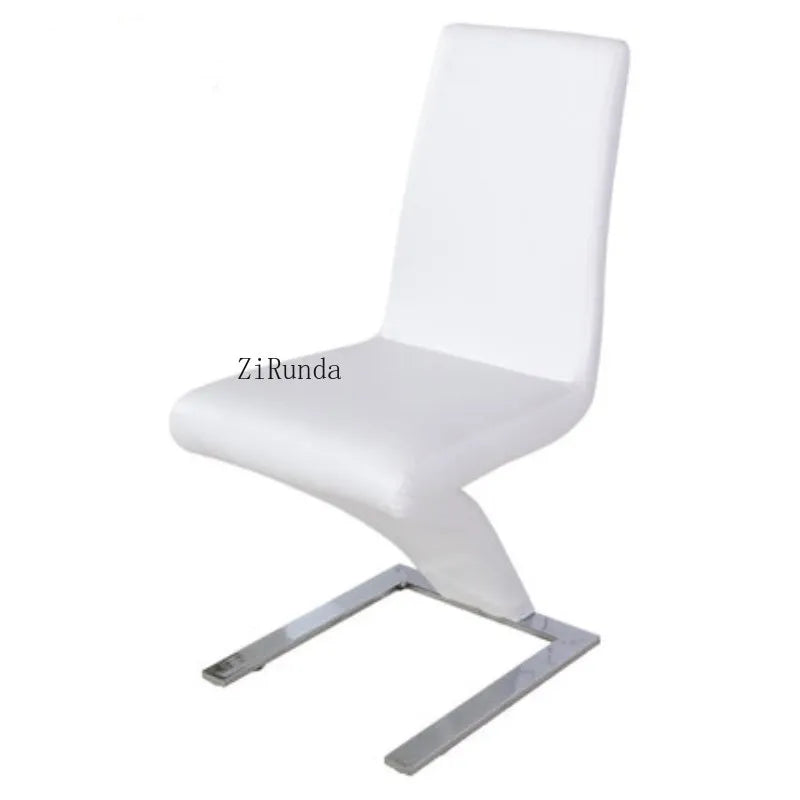 Modern minimalist Z-shaped PU leather metal dining chair, dining room chair