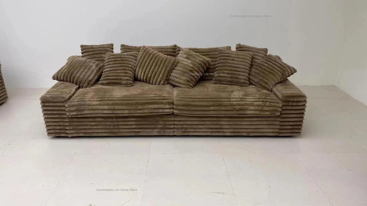 Nordic Cloud Lazy Sofa Thick Corduroy Texture Extra Wide Seat Depth Design Vacuum Compressed Packaging A Must-Have for Home