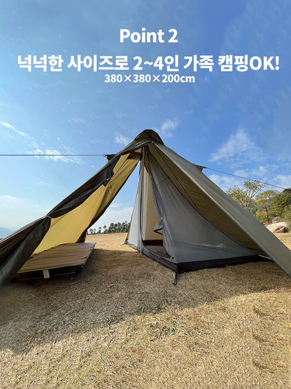 4 Season Hot Tent with Stove Jack Winter Teepee Tent Waterproof Camping Tipi Tent for 2 3 4 Person Outdoor Bushcraft Hiking