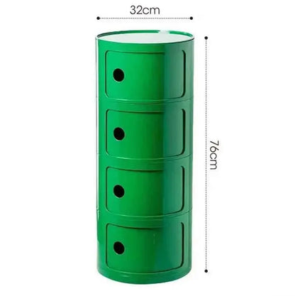 Plastic Round Nightstand Bedside Table Cabinet with Sliding Doors Round Storage Bedside Cabinet Nightstand  for Living Bedroom