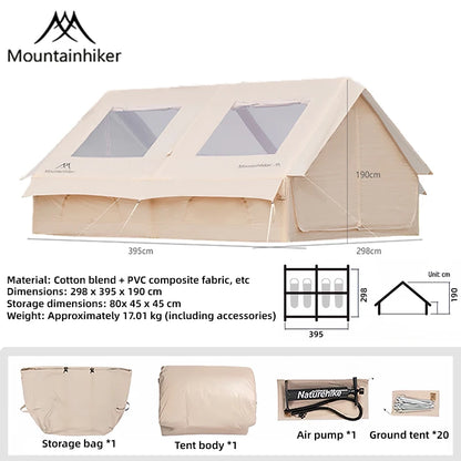 Mountainhiker 6-8 Person Portable Camping Tent Waterproof Family Beach Tent Quick Opening, Anti-UV Hand Air Pump Inflatable Ten