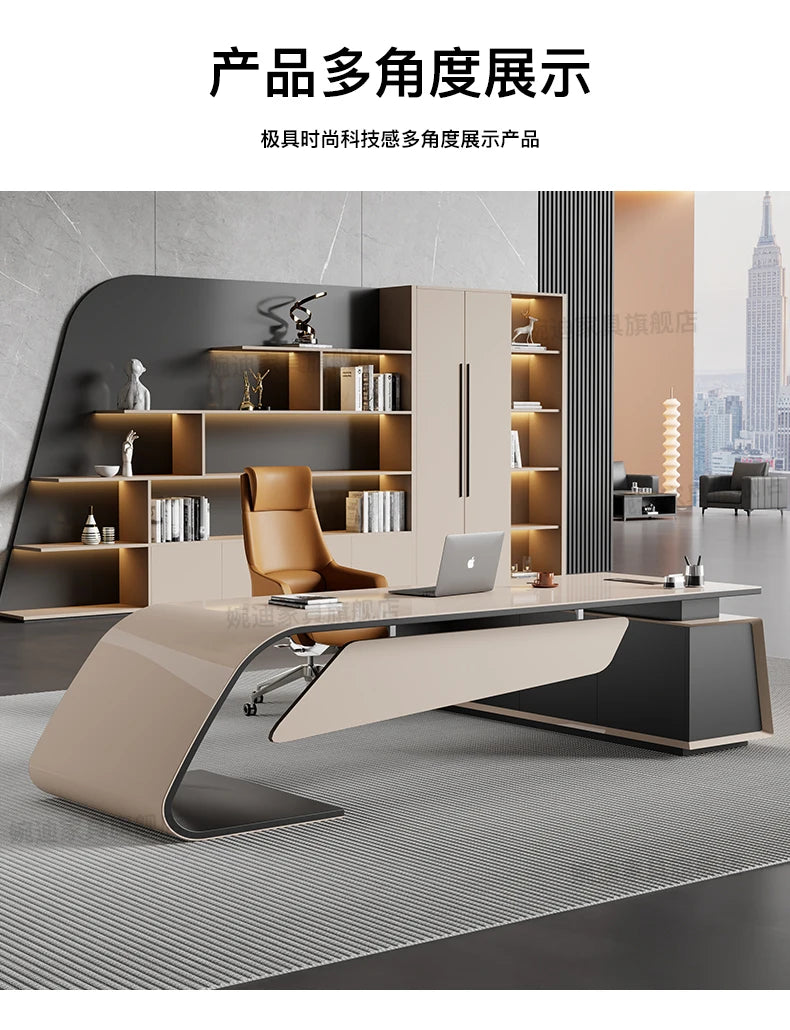 Designer Modern Office Desks Asthetic Luxury Storage Drawers Writing Executive Desk L Shaped Study Escritorios Office Furniture