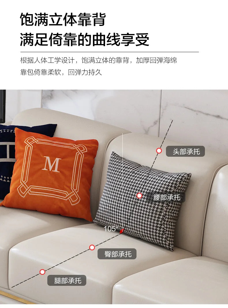 Hong Kong-style light luxury leather s ofa high-end leather sofa villa large apartment corner sofa combination so fa
