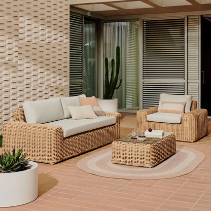 Balcony Living Room Furniture Sofa Set Pet Wooden PE Rattan Home Furnitures Modern Outdoor Patio Sofa Set Garden Furniture