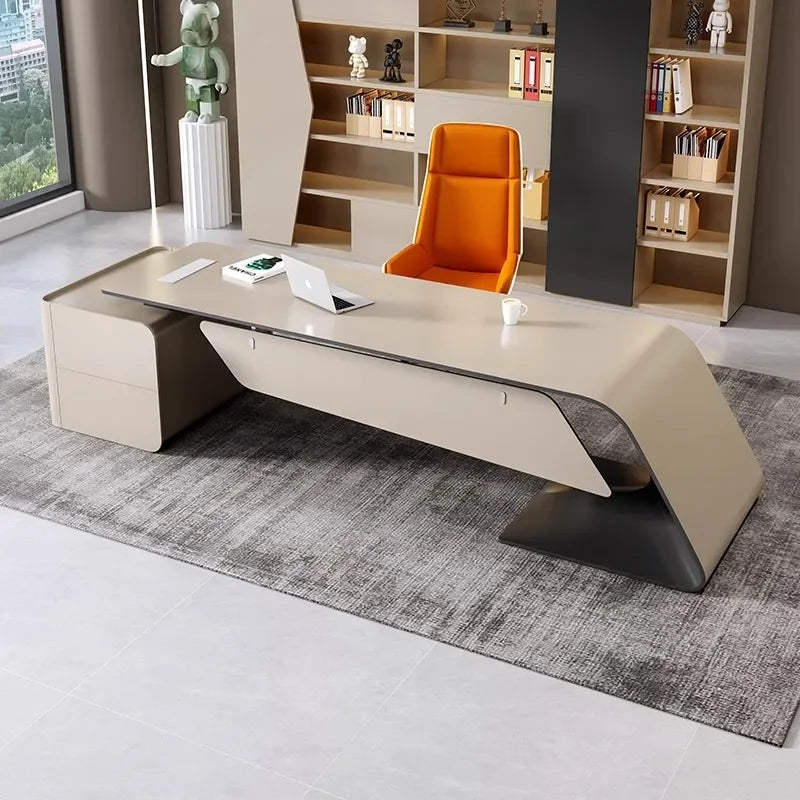 High-end Lacquered Boss Desk, Stylish Atmosphere, Modern and Simple Office Desk, High-end Workbench
