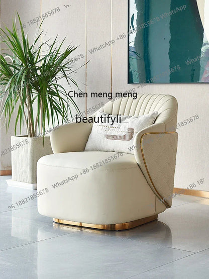 Light luxury single sofa chair hotel clubhouse cafe leisure chair rotating negotiation office chair