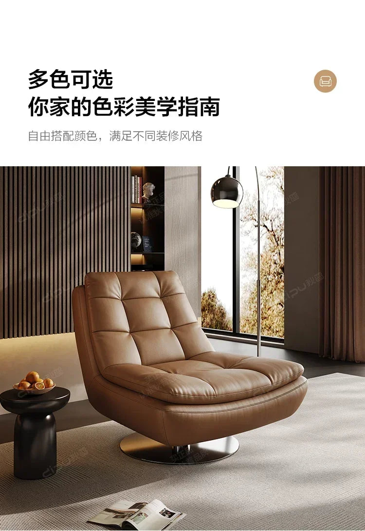 Genuine Leather Couch Single Minimalist Cream Style Living Room Small Apartment Bedroom Leisure Chair