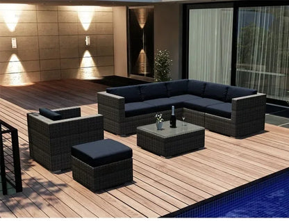 Luxury Terrace Courtyard Garden Furniture Outdoor Garden Sofa Combination Outdoor Waterproof Sun Protection Leisure Sofa Chair N