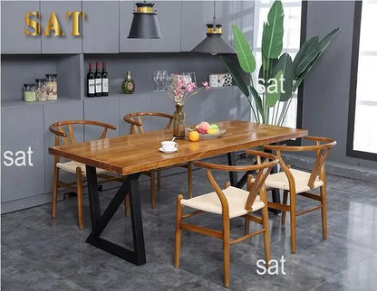 Modern Simple Iron Solid Wood Dining Table
