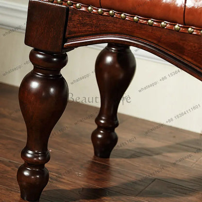 Simple American bedside stool, bedroom walnut leather solid wood bedside stool