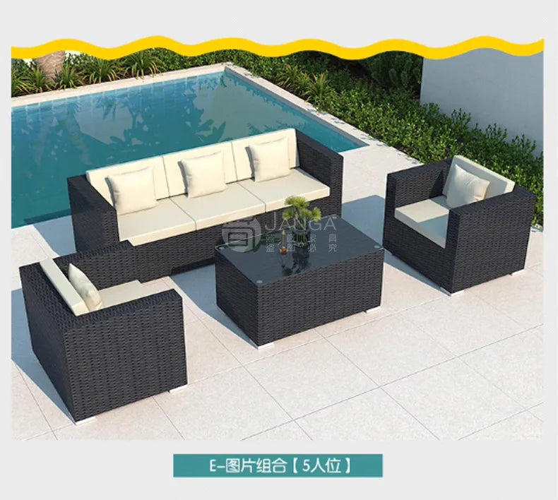 Outdoor villa courtyard sofa hotel B & B terrace waterproof sunscreen sofa furniture indoor and outdoor rattan weaving