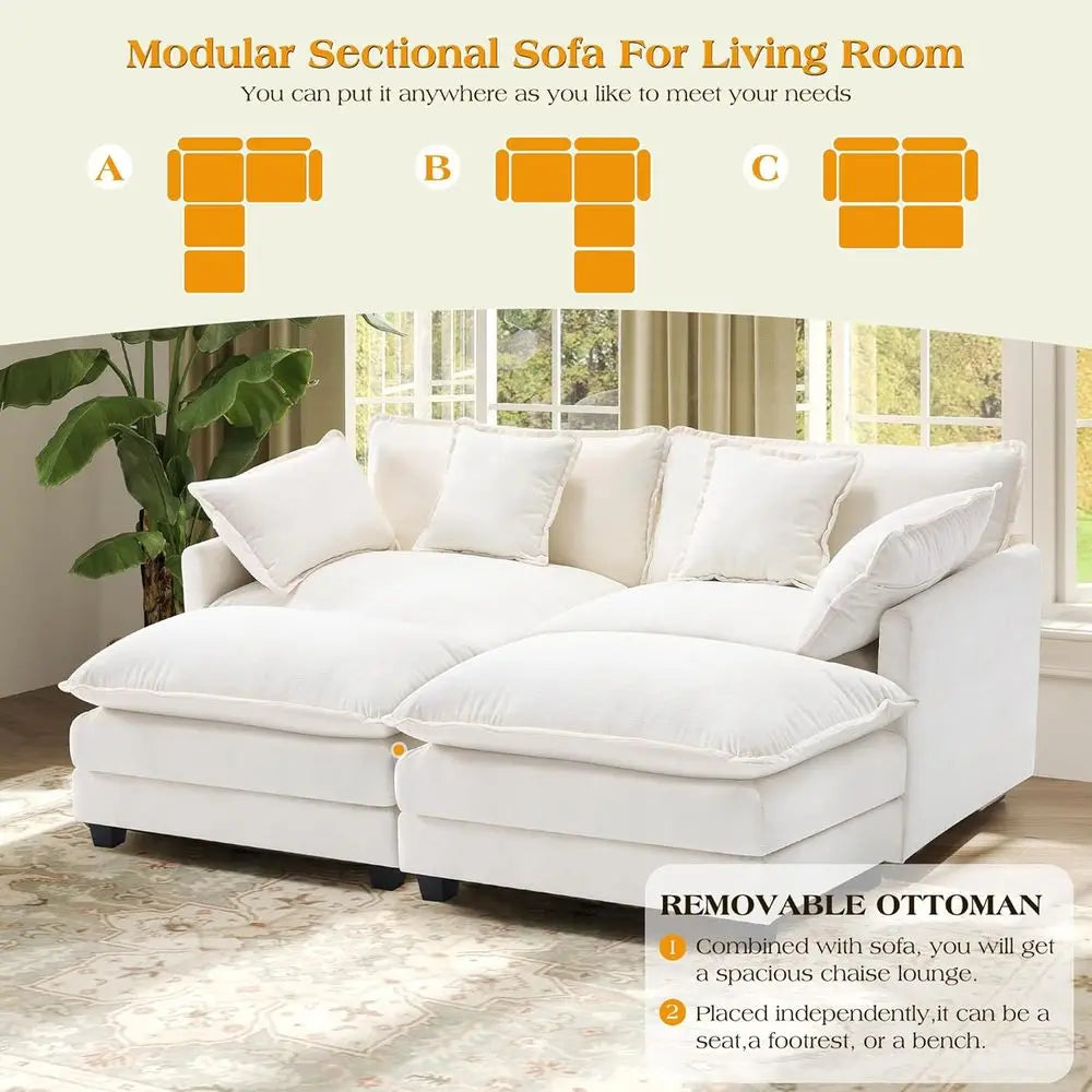 77.6" Chenille Cloud Loveseat Sofa with Deep Seats & Pillows