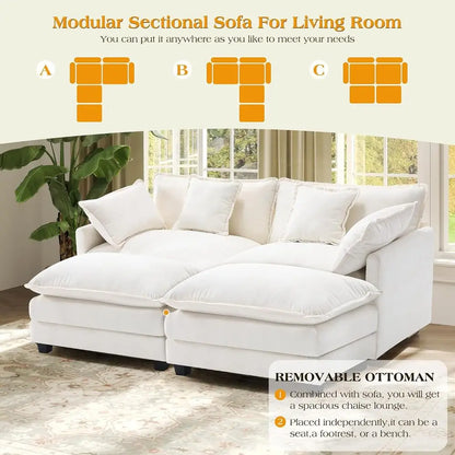 77.6" Chenille Cloud Loveseat Sofa with Deep Seats & Pillows