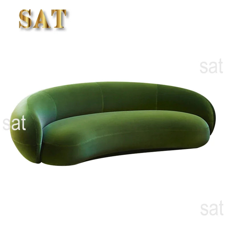 -Contemporary Minimalist Sectional Sofa Set Wood Frame with Curved Sleeper Sponge Filled for Home Hotel or Apartment