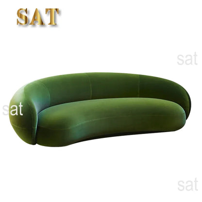 -Contemporary Minimalist Sectional Sofa Set Wood Frame with Curved Sleeper Sponge Filled for Home Hotel or Apartment