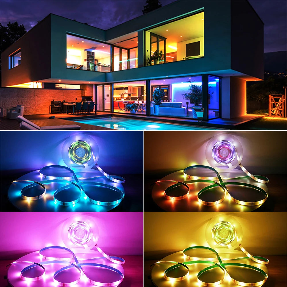 LED Strip Lights RGBIC 5050 LED Strips Commercial Grade Waterproofing App Control Tape Light For Bedroom Room Kitchen Bar