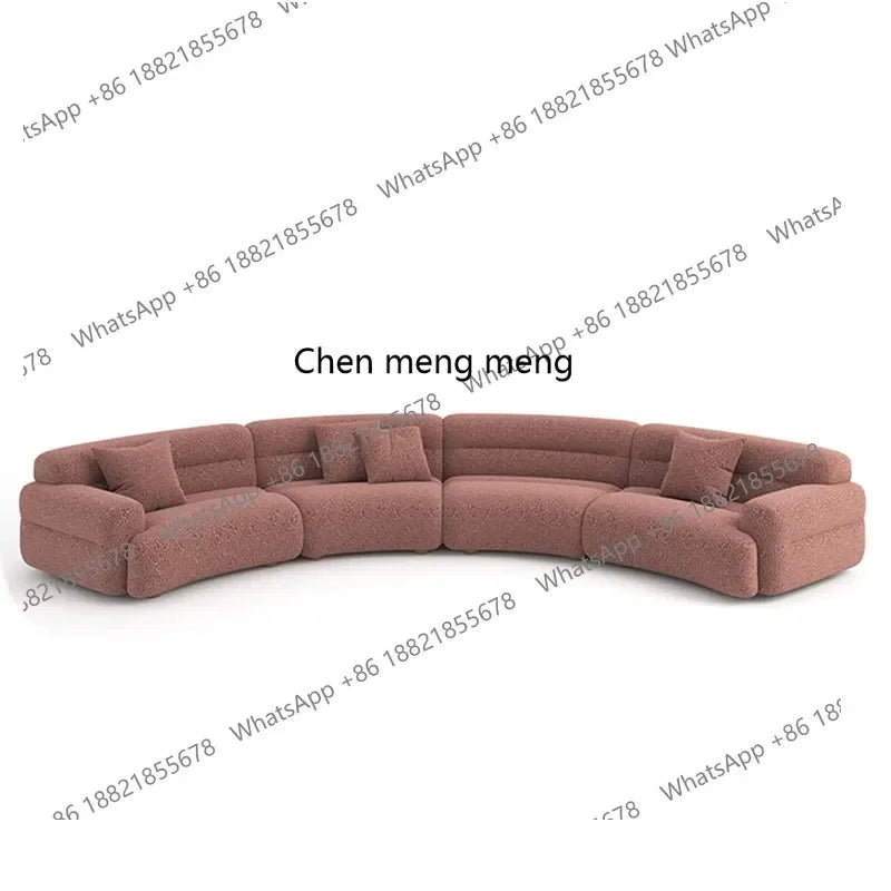 B456 Minimalist new fan-shaped large flat-layer curved sofa customized left and right concubine lamb wool large apartment