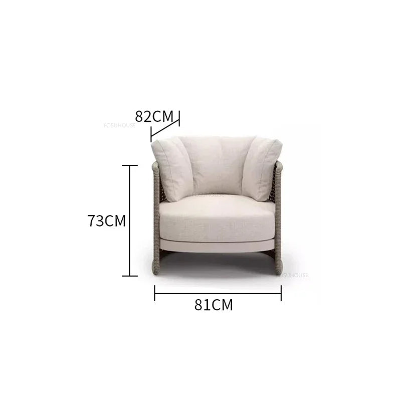 Luxury Rattan Outdoor Sofas Retro Garden Furniture Leisure Home Balcony Patio Set Nordic Rainproof and Sunproof Rope Sofa Chair