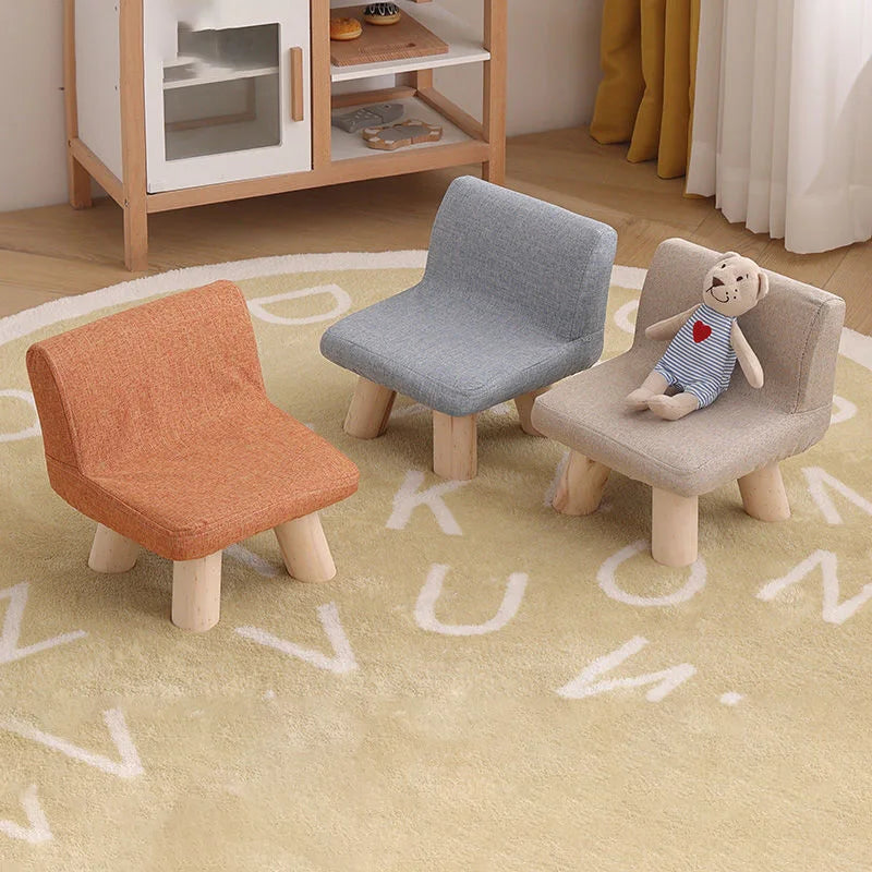 Nordic Wooden Chair with Backrest Strong Load Capacity for Bedroom Living Room Shoe Changing Low Chair Stool Home Furniture