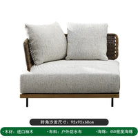 Nordic Solid Wood Sofa Chair Leisure Patio Living Room Furniture Villa Luxury Sofa Combination Garden Furniture Sets Rattan