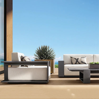 Hot Selling Villa Metal Outdoor Furniture  Patio Sectional Garden Sofa Set Black Aluminum Outdoor Sofa
