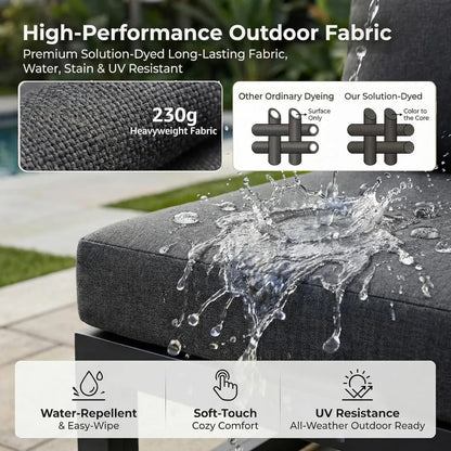 5 Person Luxury Aluminum Outdoor Sectional Sofa with Side Table, Large L Shaped Patio Furniture Set, 29" Deep Wide, Customized
