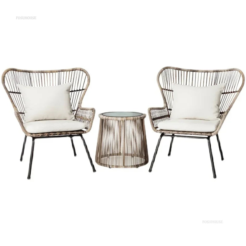 Nordic Outdoor Rattan Table and Chairs Combination Leisure Garden Furniture Sets High-end Open-air Patio Furniture Outdoor Set