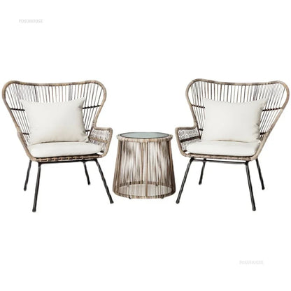 Nordic Outdoor Rattan Table and Chairs Combination Leisure Garden Furniture Sets High-end Open-air Patio Furniture Outdoor Set