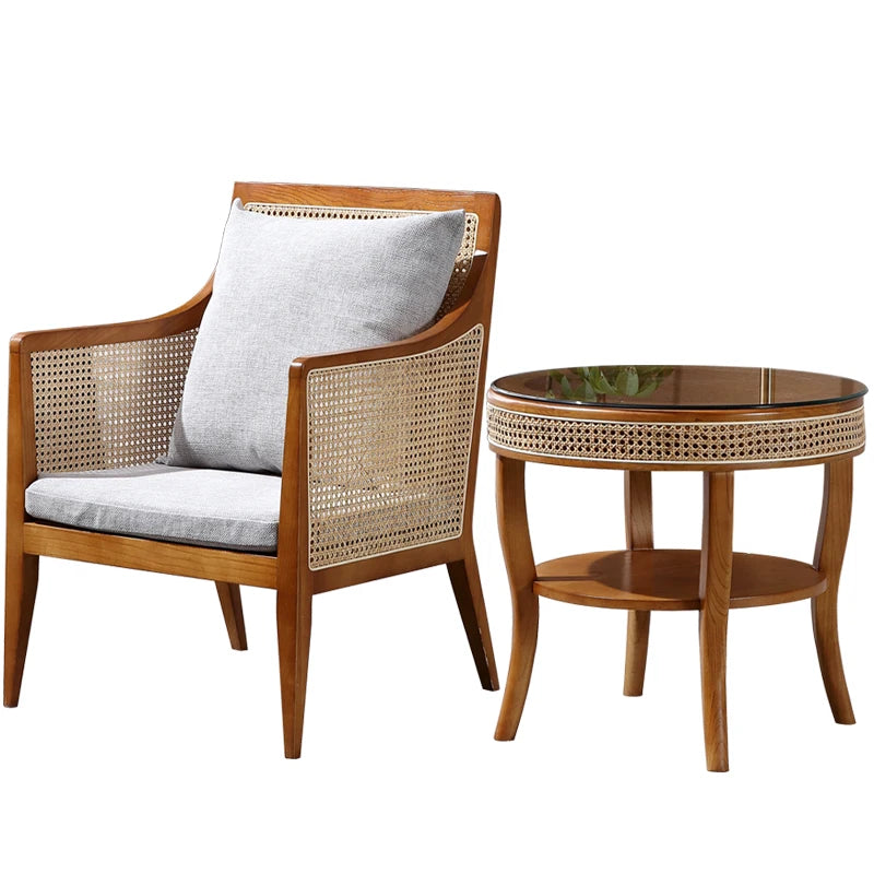 Balcony Rattan Living Room Chairs Outdoor Ergonomic Living Solid Wood Chairs Makeup Simple Fauteuil Salon Furniture Decoration