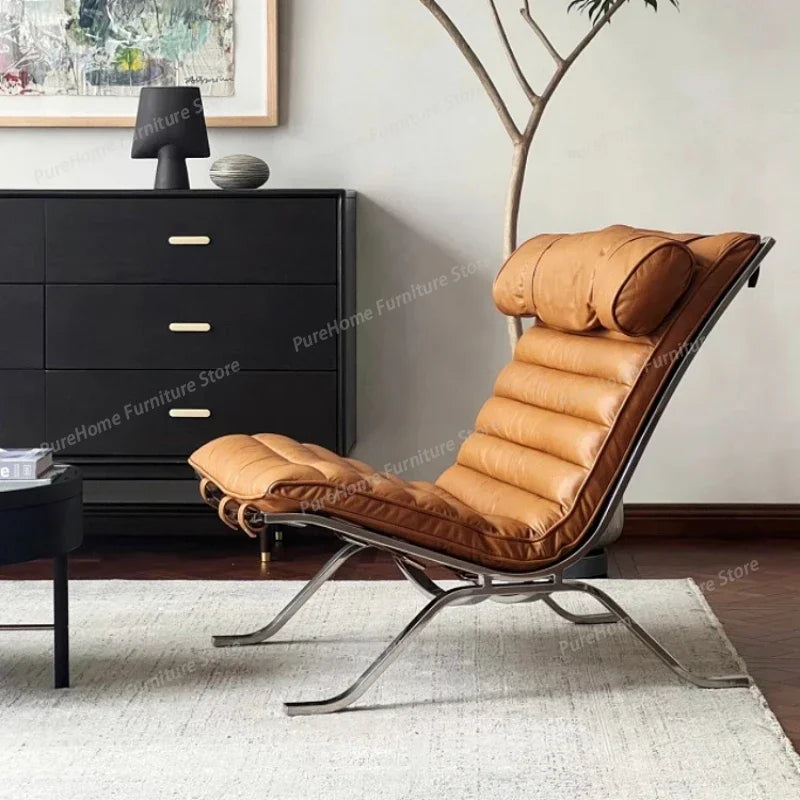 Retro Iron Sofa Chair, Antique Style Stainless Steel Leisure Chair, Family Living Room Balcony, Casual Italian Minimalism